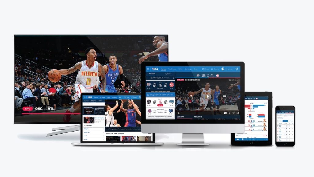 NBA digital experience across TV, laptop, desktop, tablet, and mobile — consistent cross-platform UX strategy